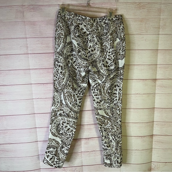 Calvin Klein Brown White Paisley Print Cropped Linen Rayon Blend Pants Size 2 - Picture 7 of 7